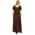 thumbnail image 4 of Bimba Women's Asymmetrical Hem Summer Pockets Dress Brown Maxi With Scarf-12, 4 of 9
