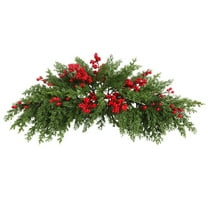BinKFF Christmas Decoration Floral Greenery with Berries and Christmas Balls Red Pinecone 25.6 Inch Wreath Xmas Door Swag for Front Door Festival Decor Wall Arch Window