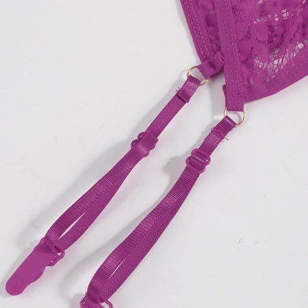 

B91xZ Lingerie For Women Bra Polyester Flowers Embroidery Daily Woman Long Lingerie for Women plus Size Purple XXL