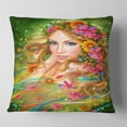 thumbnail image 2 of Designart Fairy Woman with Colorful Flowers - Floral Throw Pillow - 18x18, 2 of 5