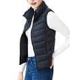 thumbnail image 3 of Frontwalk Women Outwear Solid Color Vest Coat Stand Up Collar Waistcoat Work Foldable Down Jacket Long Sleeve Black L, 3 of 4