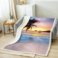 thumbnail image 4 of Ocean Wave Fleece Throw Blanket for Bed Sofa Couch Summer Sea Beach Sherpa Blanket Hawaiian Tropical Palm Tree Printed Blanket Soft Women Men Plush Fuzzy Blanket Air ConditionerTwin 60"x80", 4 of 6