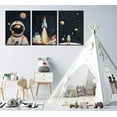 thumbnail image 2 of Space Astronaut Canvas WallCute Astronaut Nursery Galaxy Posters Modern Space Themed Print Rocket Pictures Toddler Boy Room Wall Decor for Adventure Kids Bedroom Nursery Roomd, 2 of 6
