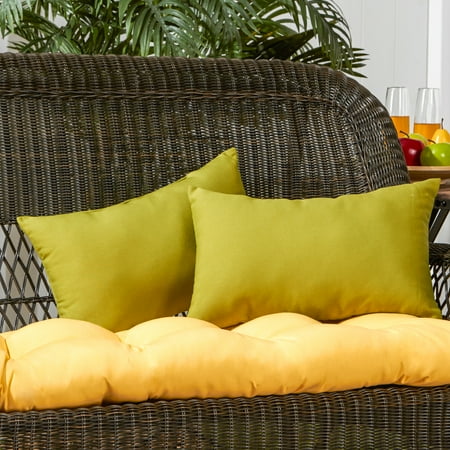 Kensington Garden 2pc 19"x12" Solid Rectangular Outdoor Lumbar Pillows Kiwi: Weather-Resistant, UV-Protected