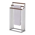 thumbnail image 2 of Pilaster Designs Preston Chrome Metal and Walnut Wood Transitional 3 Tier Freestanding Bathroom Towel Rack Organizer, 2 of 4