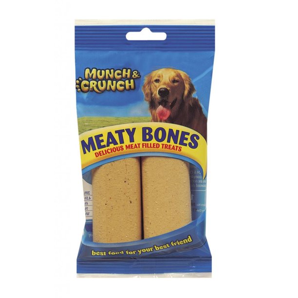 Munch & Crunch - Snack para Perros Meaty Bones - Pack de 2 (Amarillo, Azul)