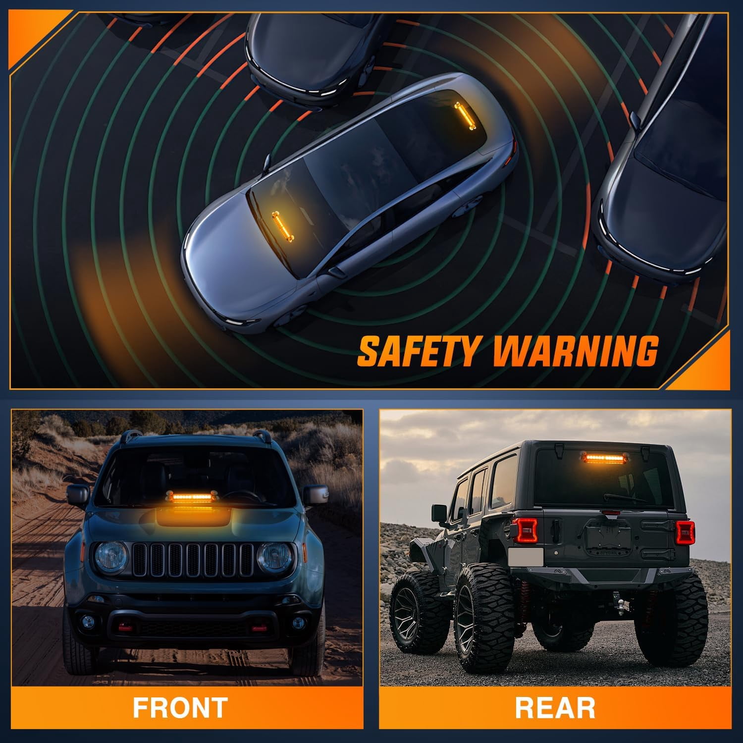 Nilight 12LED Traffic Advisor Strobe Light Bar Amber Emergency Warning Hazard Safety Dash Front/Rear Windshield Flashing Lights