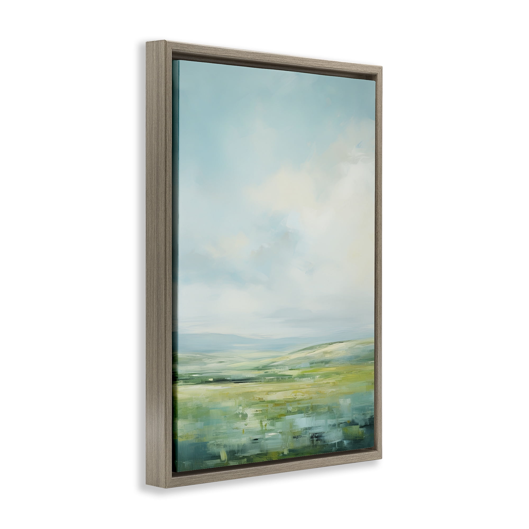 Stupell Industries Scenic Countryside Clouds Landscape & Nature Painting Brown Floater Framed Canvas Art Print Wall Art, 21 x 31