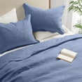 thumbnail image 3 of Ameha 3-Piece Quilt Bedspread Set Lightweight Embossed Floral Microfiber Coverlet Adult Queen Size Washed Blue, 3 of 11