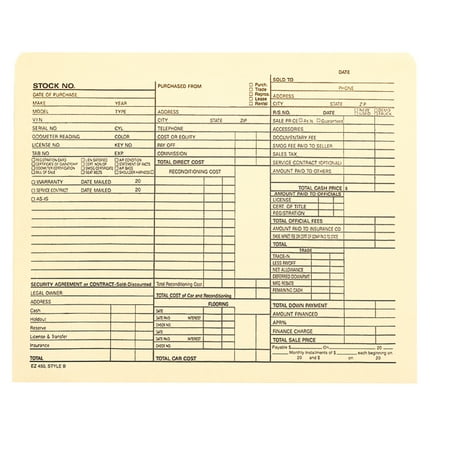 SSWBasics 3-in-1 Vehicle Deal Ticket - 9"H x 11 3/4" W - Pack of 100 - Deal Jackets for Dealerships - 9 1/2 x 11 3/4 Inch Dealer Jackets for Record Keeping and Organization