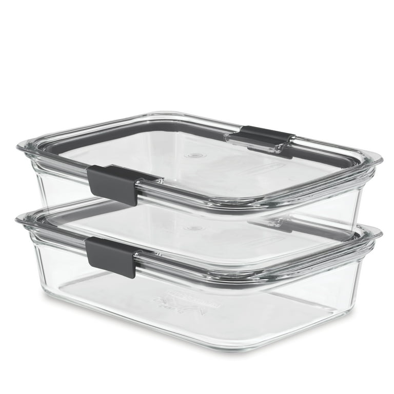 8 Cups/ 63 Oz 4 Piece (2 containers + 2 Lids) Large Glass Storage/ Baking  Containers with Locking Lids . Ideal for Storing food, vegetables or  fruits. BPA Free & Leak Proof - Microwave, Oven Safe