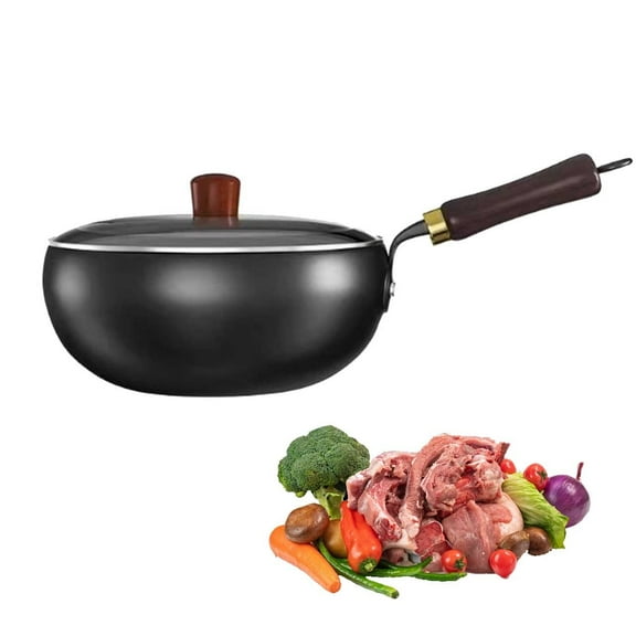 Uncoated iron pan, Japanese 24/26cm hand-forged non-stick iron pan without coating, small cookware for kitchen gas stove and induction cooker