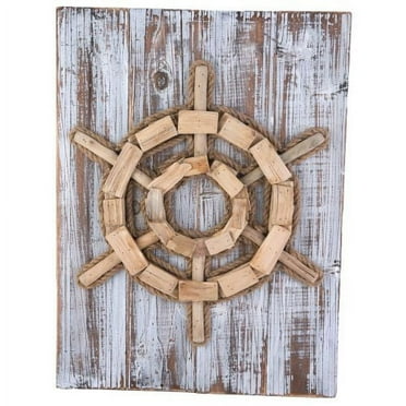 Beachcombers Driftwood Ship Wheel Plaque