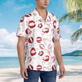 thumbnail image 2 of KLL Men's Hawaiian Shirt Short Sleeve Button Down Beach Shirts-Red Lips, 2 of 5