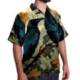 thumbnail image 2 of Crow Men's Short Sleeve Hawaiian Poplin Shirt, Casual Printed Button Down Summer Beach Shirts - Unisex, 2 of 6