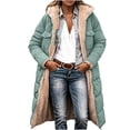 thumbnail image 2 of QIYAGBSA Womens Long Winter Coat Soft Reversible Sherpa Lined Quilted Hooded Flap Pocket Outerwear (Mint Green, 4XL), 2 of 9