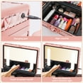 thumbnail image 5 of Travel Makeup Case with LED Mirror, Hard Shell Travel Makeup Bag With 3 Color LED Mirror, Portable Makeup Organizer With Dividers, Vanity Case For Cosmetics, 5 of 9