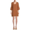thumbnail image 2 of Nine.Eight Women V-Neck Flounce Sleeve Above Knee Shift Dress, 2 of 6