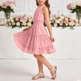 thumbnail image 6 of Lutiedan Girls Halter Neck Dress Sleeveless Ruffle Hem A-line Dress Knee Length Summer Elegant Swing Pleated Dress 5-14 Years, 6 of 7