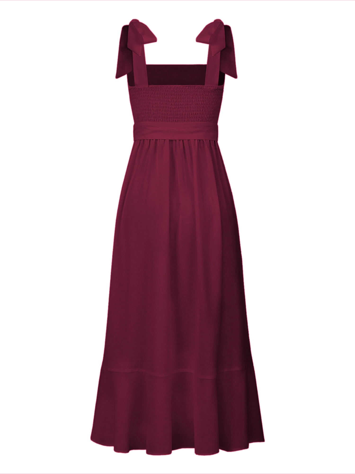 Biekopu Women's Casual Dress Solid Color Double Side Tie