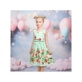 thumbnail image 4 of Sunny Fashion Girls Dress Green Floral Strawberry Embroidery Zigzag Summer 11-12 Years, 4 of 8