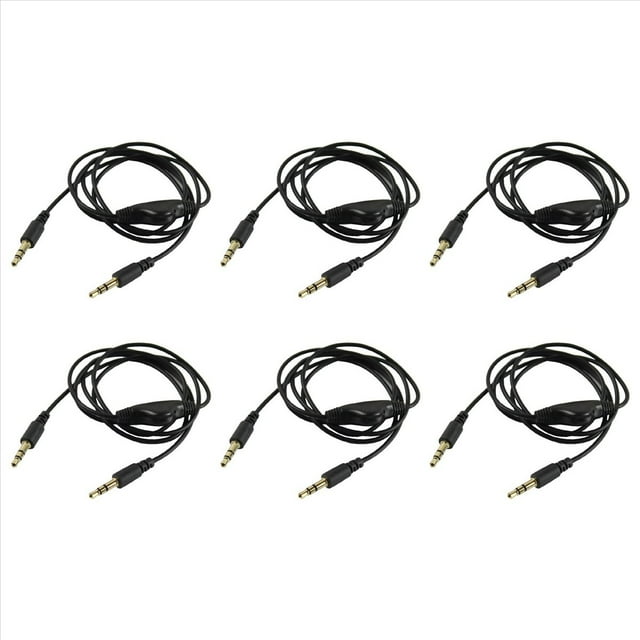 12pzs 3.5mm M/M Cuerda Cable de Extension de Audio para Auricular Estereo con Control de Volumen Negro