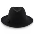 thumbnail image 4 of Journey Black Wool Felt Fedora Hat Crushable & Packable, 100% Australian Wool Felt, Travel Hat with Decorative Band & Walrus Pin - H7009, 4 of 6