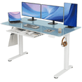 thumbnail image 5 of INNOVAR Glass Standing Desk with Drawers, 55 inch Adjustable Height Stand up Desk, Glass Top Sit to Stand Study Desk,Electric Computer Standing Desk with Storage, Morandi Blue, 5 of 13