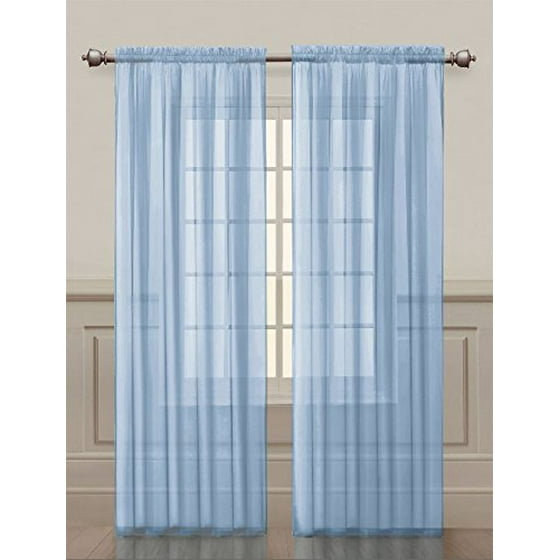 2 Pack Ultra Luxurious High Thread Rod Pocket Sheer Voile Window 2 Pack Ultra Luxurious High Thread Rod Pocket Sheer Voile Window Curtains By Goodgram Baby Blue Com