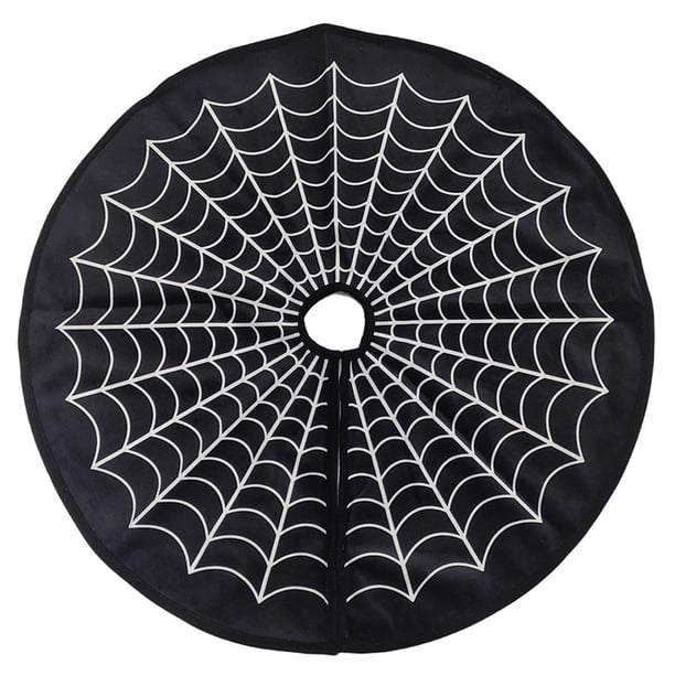 Compre 2 y consiga un 10% de descuento Halloween Tree Skirt Decoration White Spiderweb Tree Apron Festive Atmosphere Tree Matching Decoration