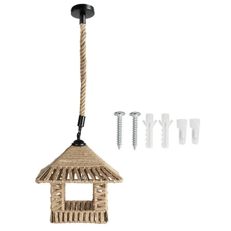 

Vintage Hemp Rope Ceiling Lamp with E27 Socket Iron Art Pendant Light Chandelier for Bedroom Dining Room Bar Coffee Shop Decoration 85-265v Compatible