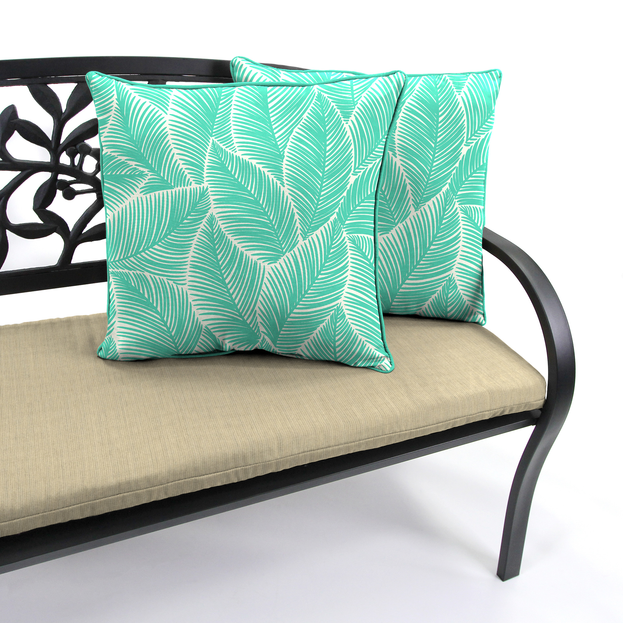 Mainstays Outdoor Throw Pillow, 16", Turquoise Palm Leaves - image 3 of 8