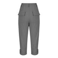 thumbnail image 7 of Capri Pants for Women Casual Summer Cotton Cargo Capris with Pockets, High Waisted Straight Leg Cropped Pants, Stretch Capris for Seniors Hiking Travel Gym, S-XXL, 7 of 7