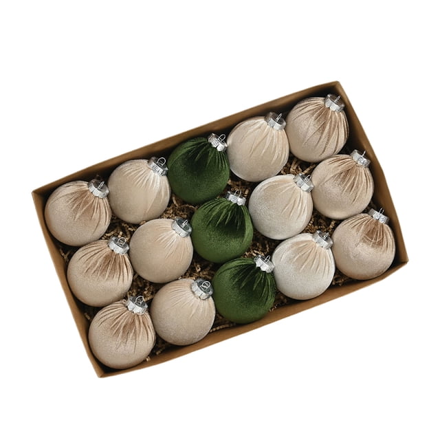 Adornos navideños de terciopelo color crema Naiovety 15 piezas para árbol de Navidad