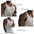 thumbnail image 3 of Camisa sin mangas para hombre, cuello redondo, camiseta muscular, entrenamiento, Color puro, Top deportivo de corte entallado, 3 of 4