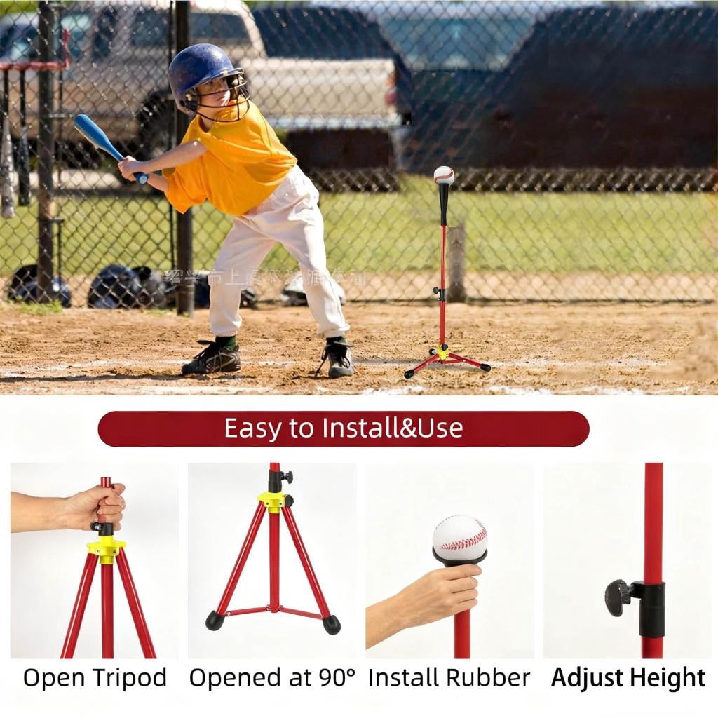 Osdhezcn Durability Baseball Training Tees With 3 Reinforced Ground Stakes Tripods Base And Quick Setups For Youth Player