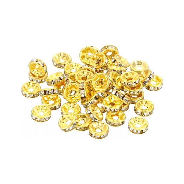 Perlas separadoras de 8 mm, 100 piezas de separadores de perlas de cristal redondas a granel para hacer joyas, dorado