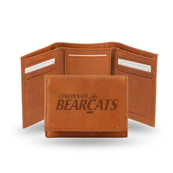 Cincinnati NCAA Bearcats Brown Leather Embossed Trifold Wallet