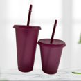 thumbnail image 4 of Gobelet avec Couvercle et Paille Bouteille Réutilisable en Plastique PP pour Boisson Froide Café Jus Smoothie, 4 of 6