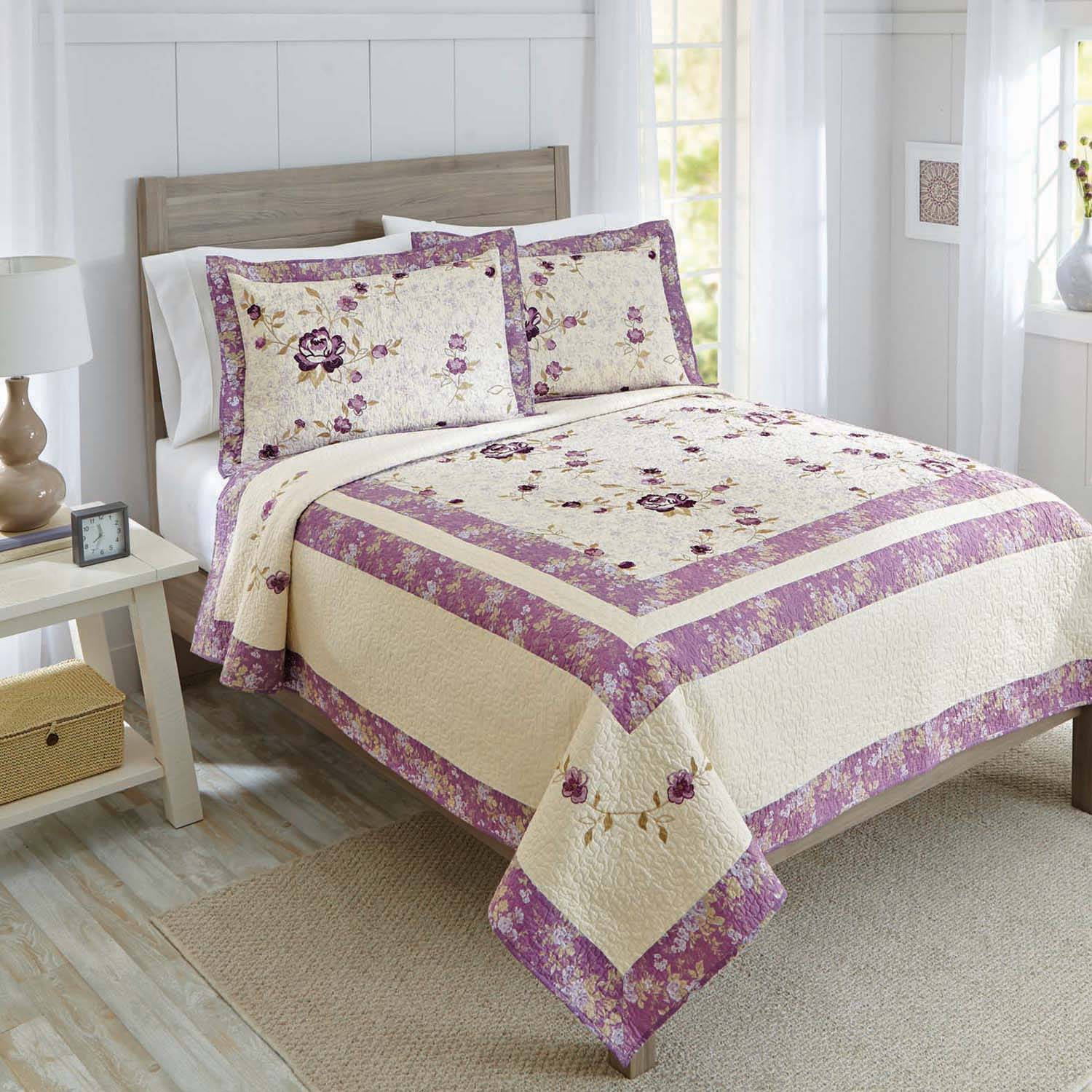 Better Homes Gardens Purple Blossom Quilt Collection 1 Each Walmart Com Walmart Com