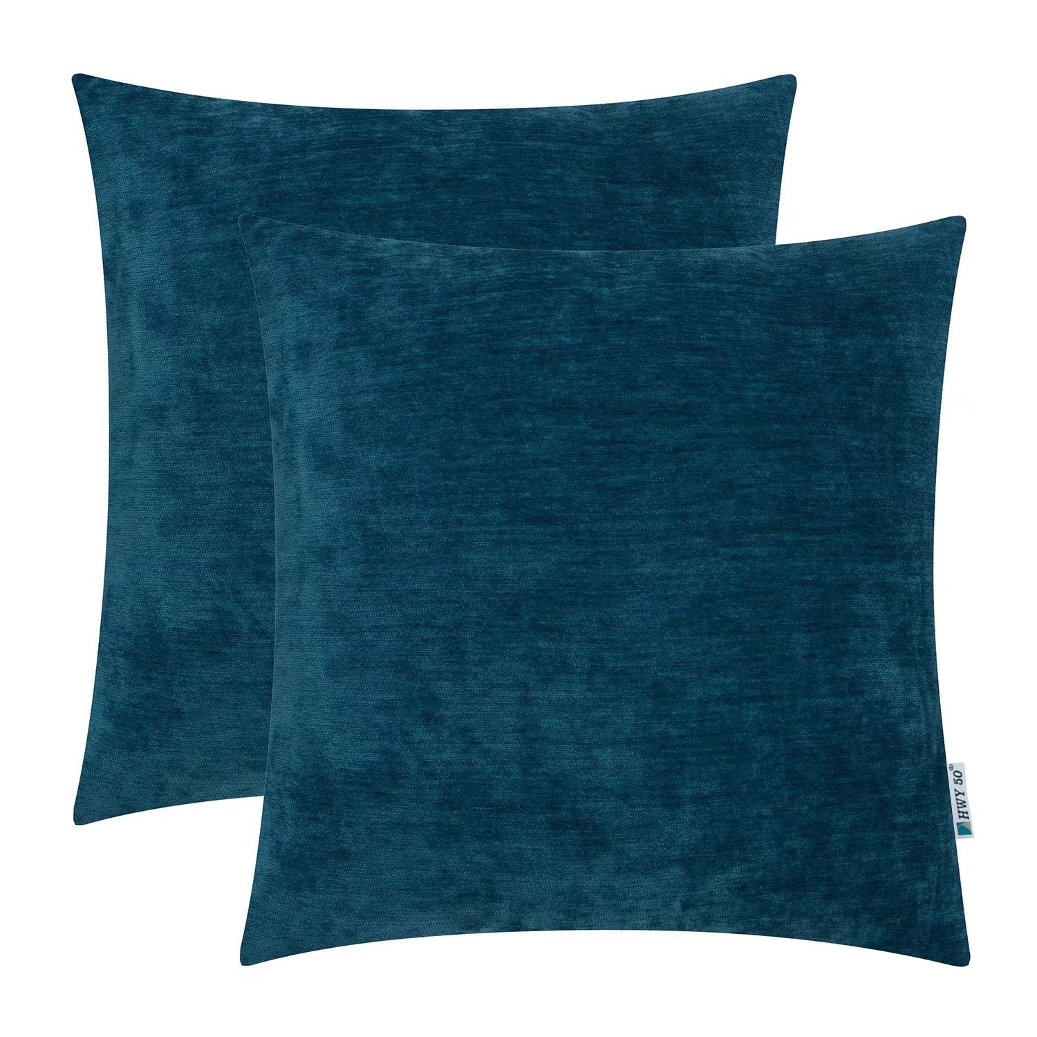 HWY 50 Aqua Lumbar Throw Pillow Covers (Pack Of 2) – 12x20 Inch Chenille Couch/Bed Decorative Covers - View #4
