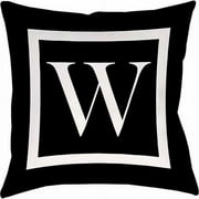 Thumbprintz Classic Block Monogram Decorative Pillow, Black