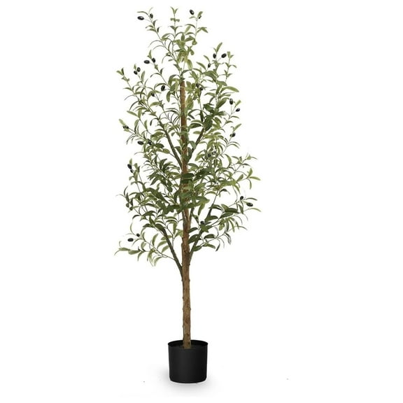 5ft Artificial Olive Tree Plant for House, Apartment or Office – Realistic Fake Indoor Plants for Living Room, Kitchen, Bedroom, Entryway or Bathroom – Faux Greenery for Home Décor