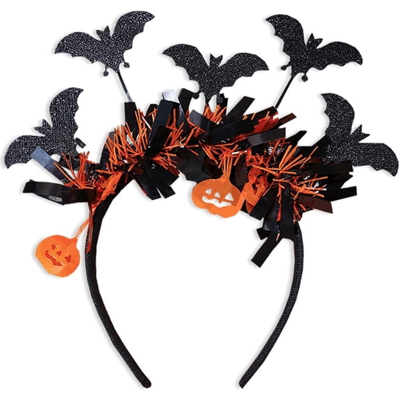 Halloween Bat Headband, Black Pumpkin Glitter Bat Headband for Women for Halloween Hair Accessories for Women
