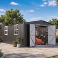 thumbnail image 2 of YODOLLA 18' x 12' Metal Outdoor Storage Shed with Windows, Large Steel Tool Shed Clearance Storage Building for Garden, Patio, Backyard in Dark Grey, 2 of 7