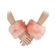 thumbnail image 2 of Deago Women's Winter Faux Fur Wrist Cuffs Fox Furry Bands Arm Warmer, Pink, 2 of 9