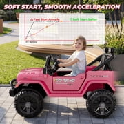 TOKTOO 12V Ride on Toys for Toddlers, Electric Ride on Car for Kids, Ride on Truck for Boys Girls with Parent Remote Control, Music Player, Pink