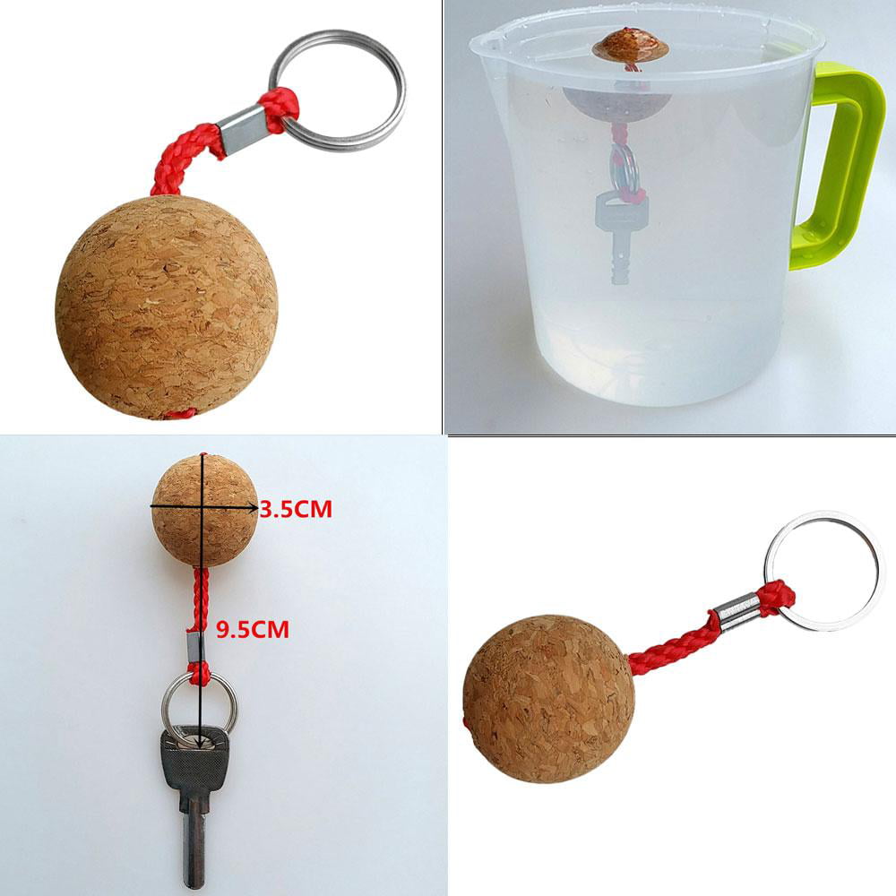 FLAMEER 3 Pieces 35mm Lightweight Water Sports Safety Floating Cork Keyring Key Chain Buoyant Ball Float 