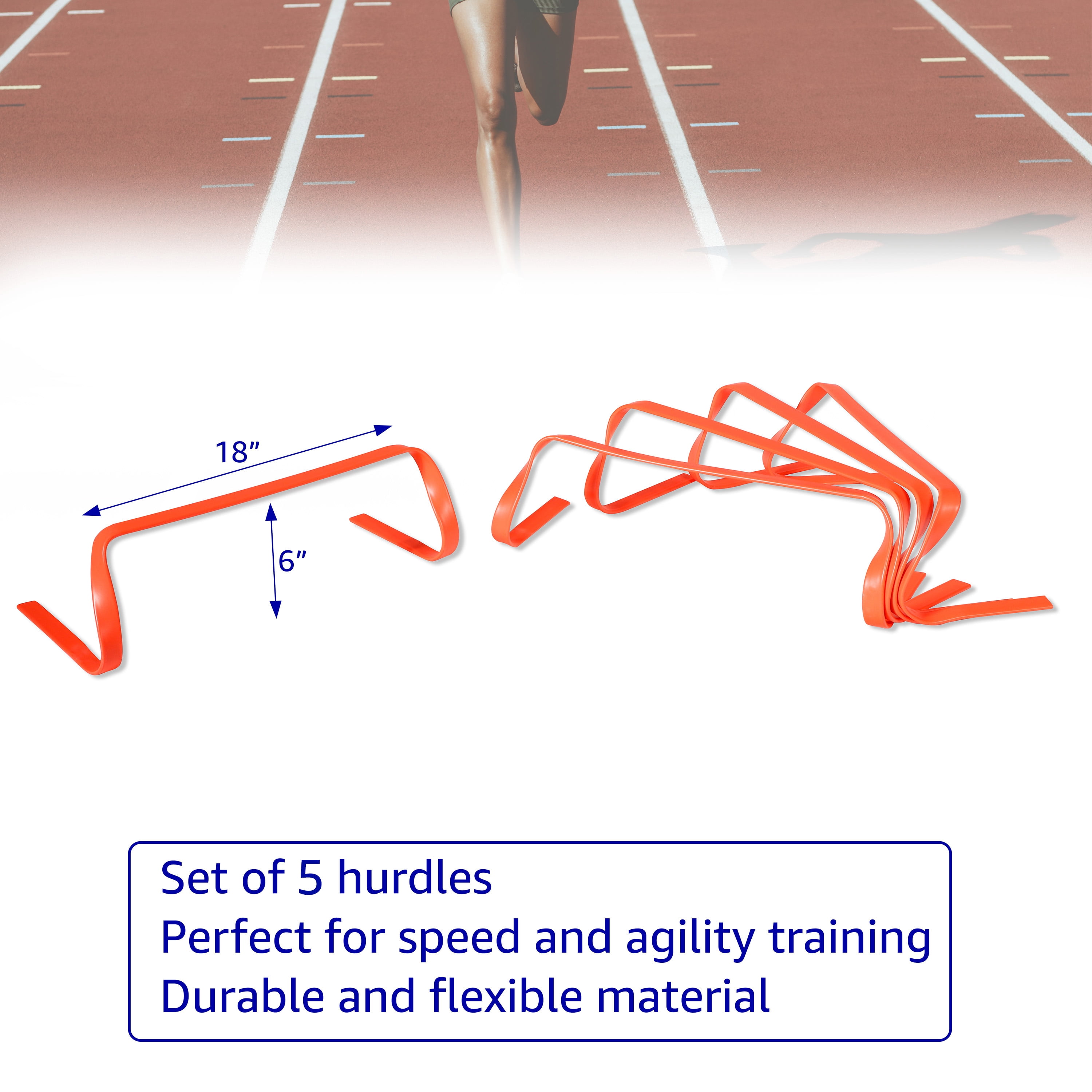 Flat Speed & Agility Training Hurdles (Set of 5, Orange)