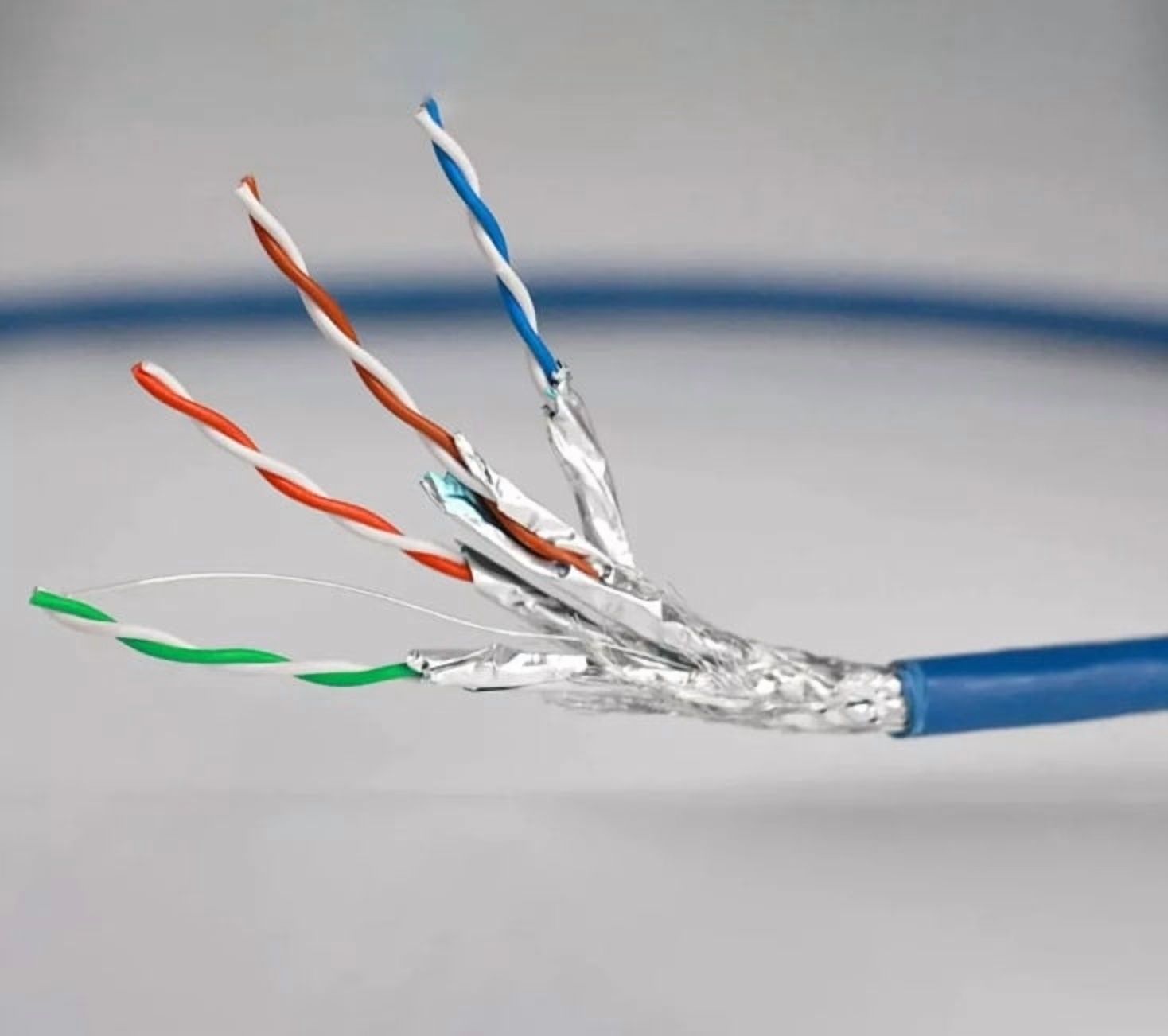 Cat8 Plenum Shielded Blue 22AWG Solid Copper 1000ft Ethernet Cable